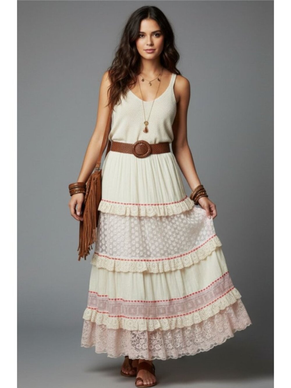Blank By Anthropologie Boho Lace Vintage-Inspired Ruffled Crochet Layer XS-M - Picture 12 of 15
